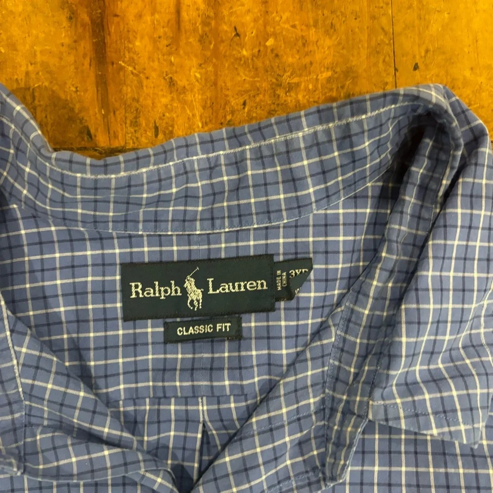 Polo Ralph Lauren Button Down Shirt 3XB Mens Blue Plaid Classic Fit